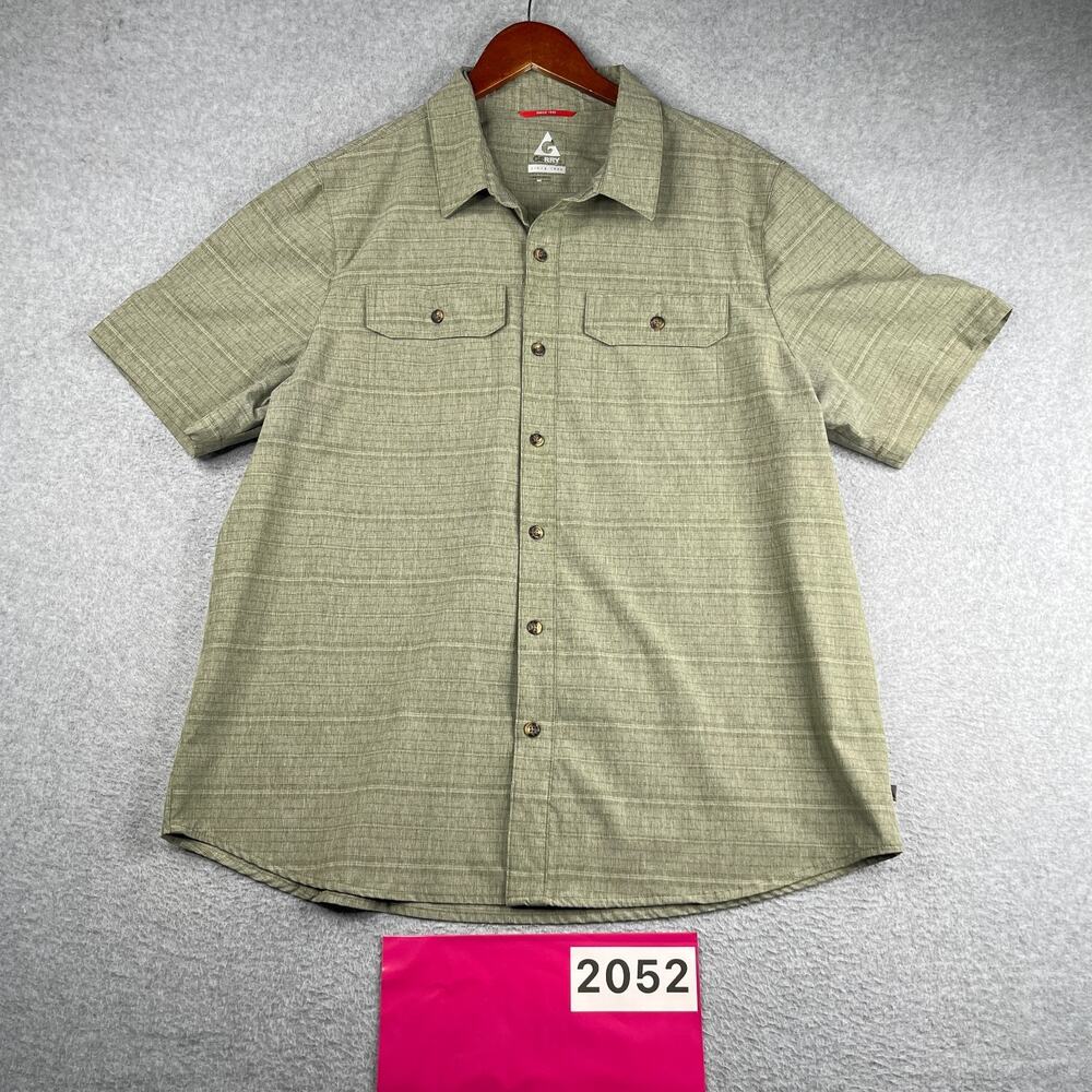 Gerry Performance Shirt Green Pockets Lightweight Button Up Short Sleeve Mens XL